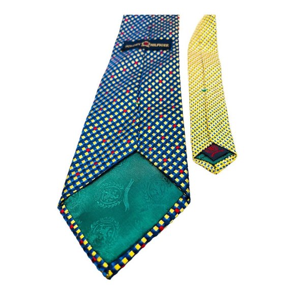 Tommy Hilfiger 1 Pair Vintage Men’s Silk Ties USA Made Imported Fabric Multicolo - Picture 10 of 13